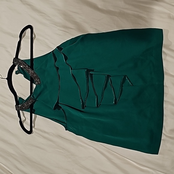 Robert Rodriguez Green Silk Beaded Top 2 - Picture 2 of 12